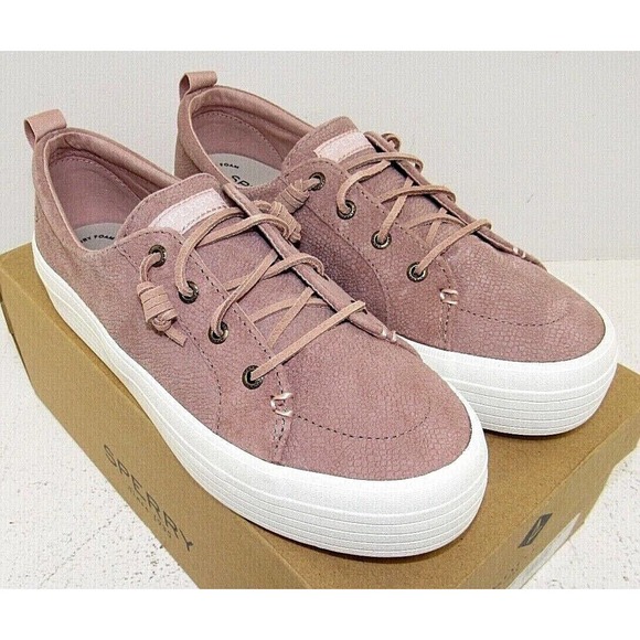 Womens Sperry Top-Sider Crest Vibe Blush Serpent Suede Platform Sneakers 9.5 NWT - Picture 1 of 5